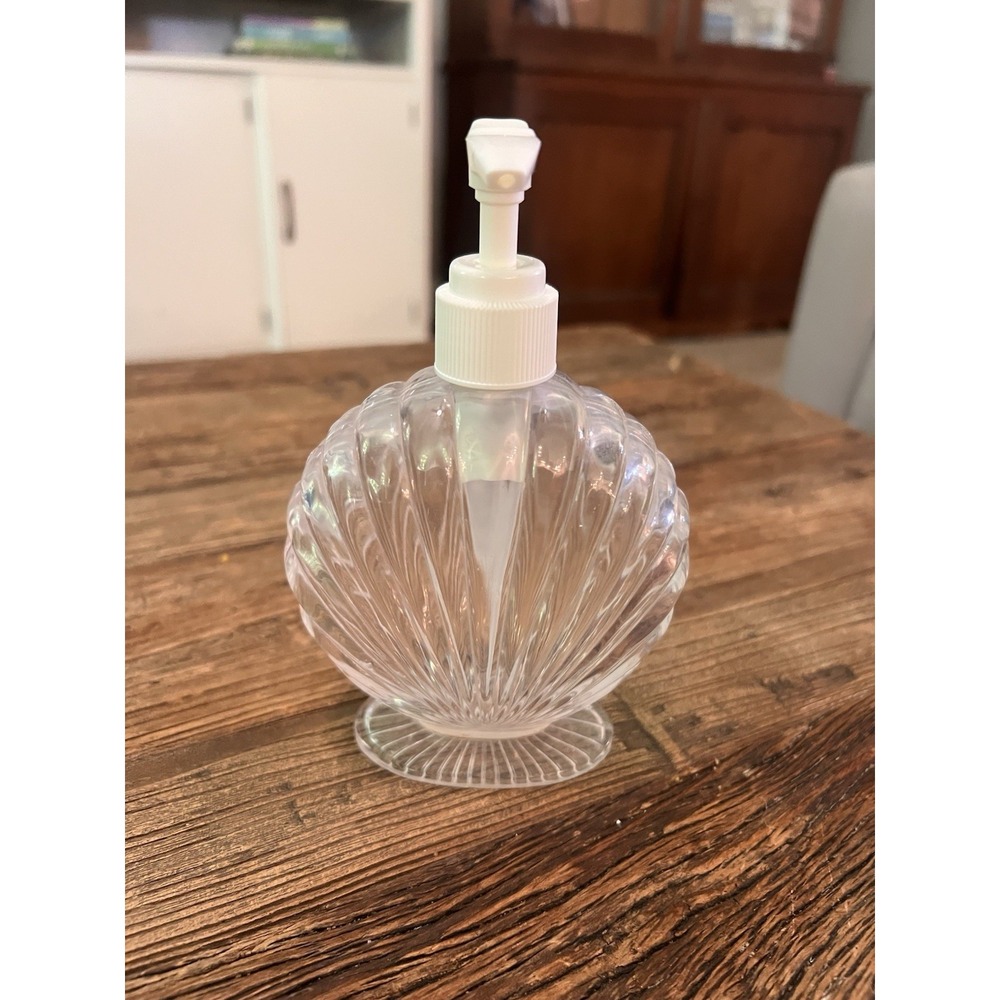 Vintage Shell Soap Dispenser Acrylic Clear Seashell Nautical
